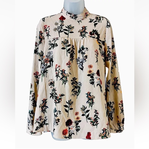 NWT Loveriche Boho Botanical Floral High Neck LS Keyhole Blouse Top Size L - Picture 12 of 12